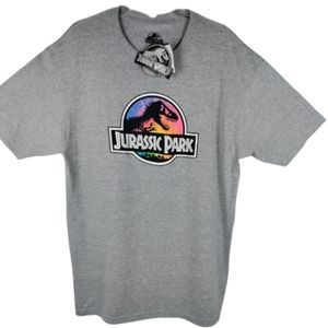 NWT Jurassic Parks sunset graphic t-shirt size 2XL gray short sleeve